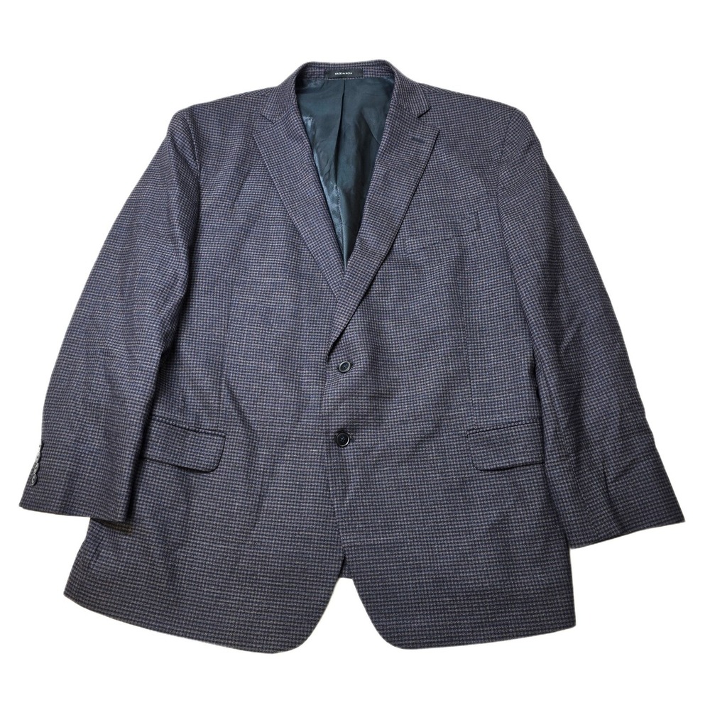 Kenneth Cole Sport Coat Mens 52R 52 Purple Check Houndstooth Wool Stretch Blazer